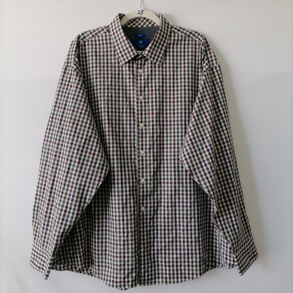 Egara Mens Multicolor Non-Iron Classic Fit Gingham Button Up Shirt Size 2X